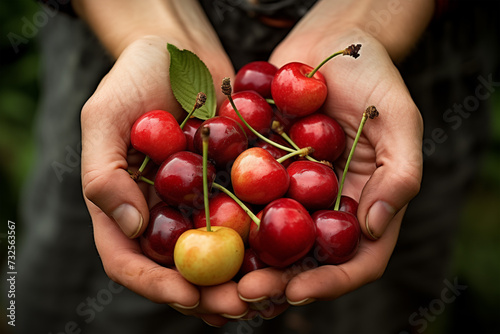 Hands-picking seasonal fruits like apples, cherries, or berries, capturing the connection between fresh produce and healthful eating © Shineoxstock