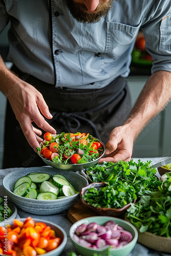 Chef preparing organic farm to table meal Chef preparing organic farm to table meal