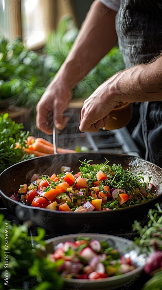 Chef preparing organic farm to table meal Chef preparing organic farm to table meal