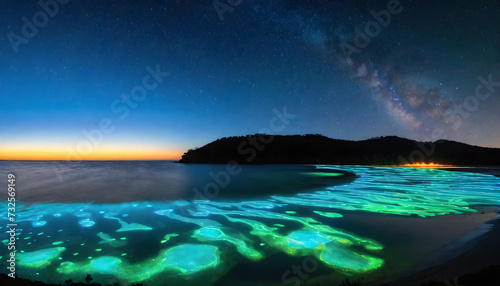 Bioluminescent Bay  Nature  Water  Night  Glow  Glowing  Natural Phenomenon  Marine  Luminescence  Biofluorescence  Spectacular  Beauty  Lagoon  Tropical  AI Generated