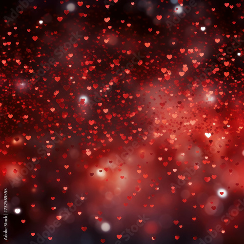 Bright red Valentines Day heart particles and sprinkles confetti for a festive celebration on 14th February 2024. AI generative.