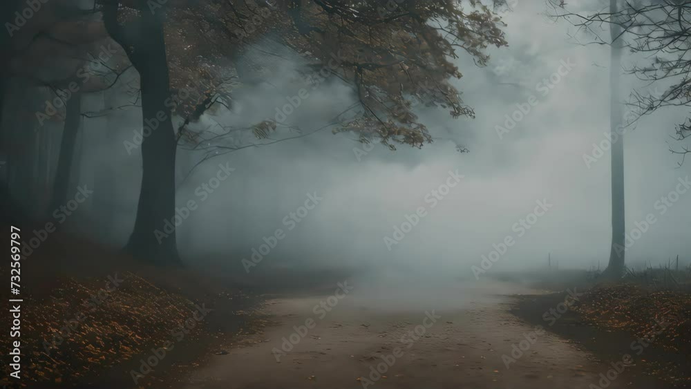 Road to forrest with fog abstract background. Generative ai.