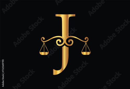 Low firm logo with latter J vector template, Justice logo, Equality, judgement logo vector illustration