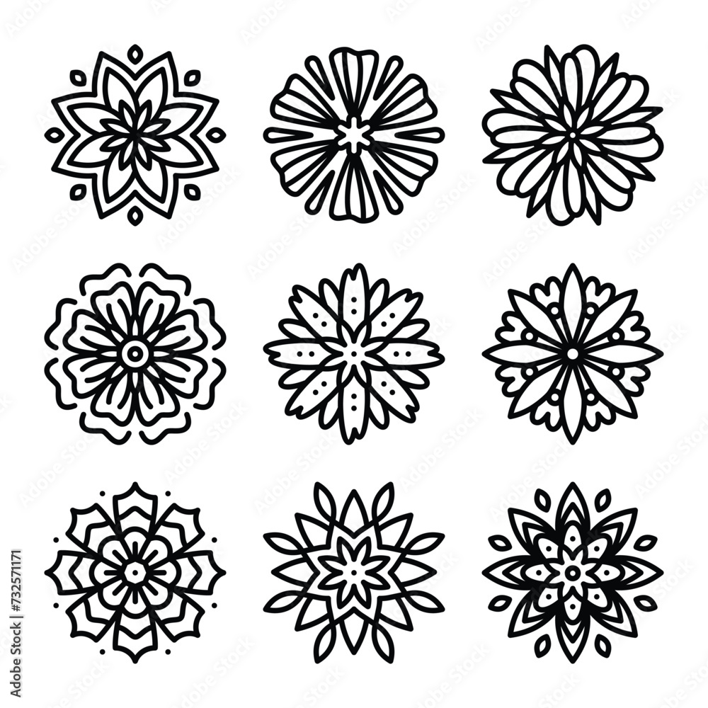 Set of mandala outline icon vector
Set of mandala outline icon vector