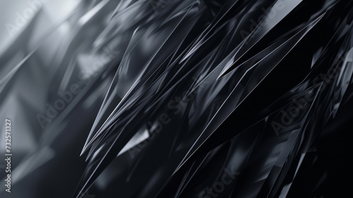 Glossy black shards in a chaotic and dynamic abstract 3D wallpaper.