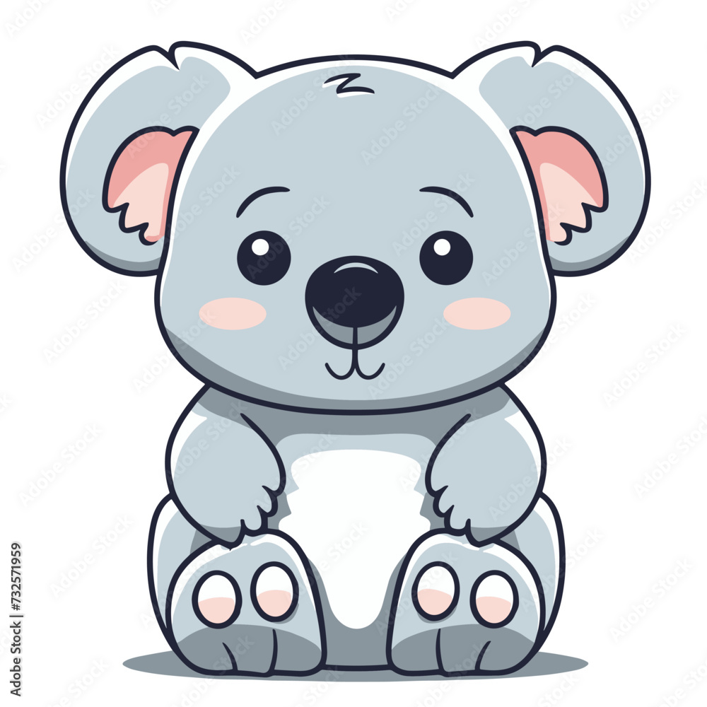 Fototapeta premium Cute koala character cartoon. Vector illustration isolated on white background.