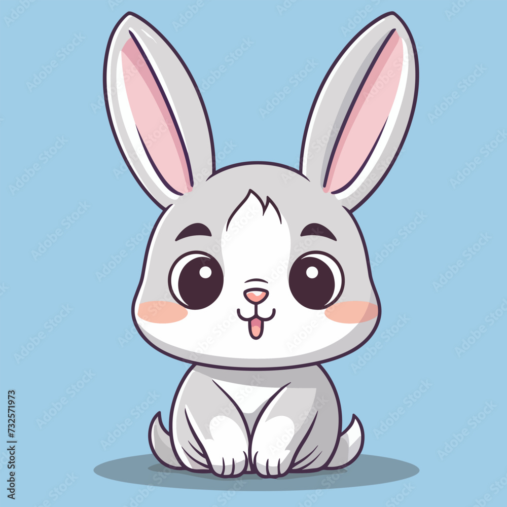  Cute rabbit cartoon icon. graphic design vector illustration