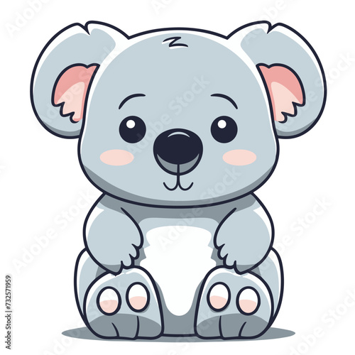 Cute koala character cartoon. Vector illustration isolated on white background.