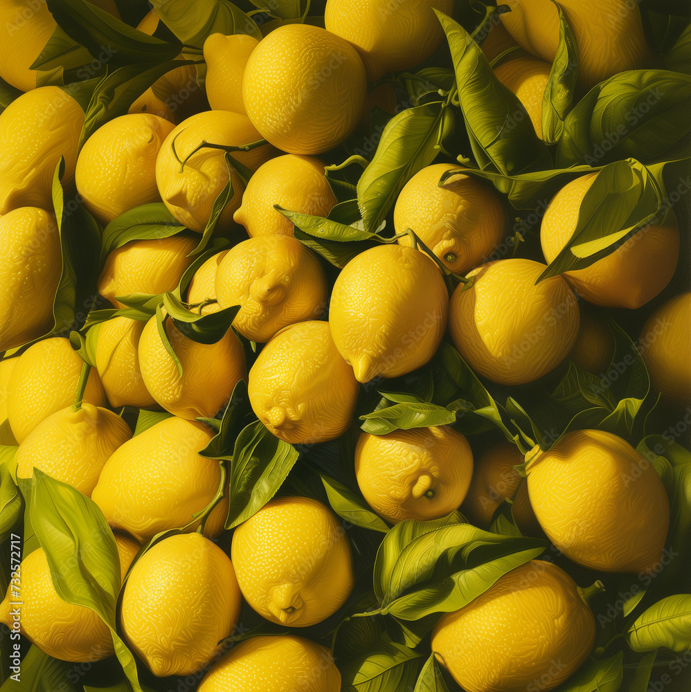Tas de citrons sur un étal de marché. Récolte de citrons frais, jaunes et bien mûres pour faire le plein de vitamines en hiver. 