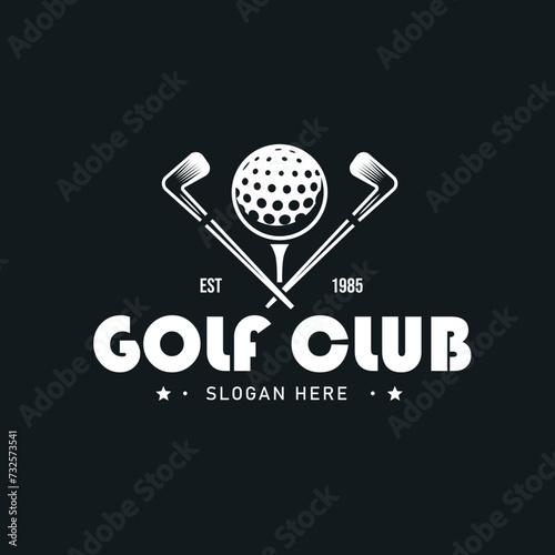 Simple Vintage Crossed Golf Stick and Golf Ball for Golf Club Logo Design