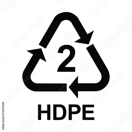 Plastic recycling symbol HDPE 2 , Plastic recycling code HDPE 2 , vector illustration
