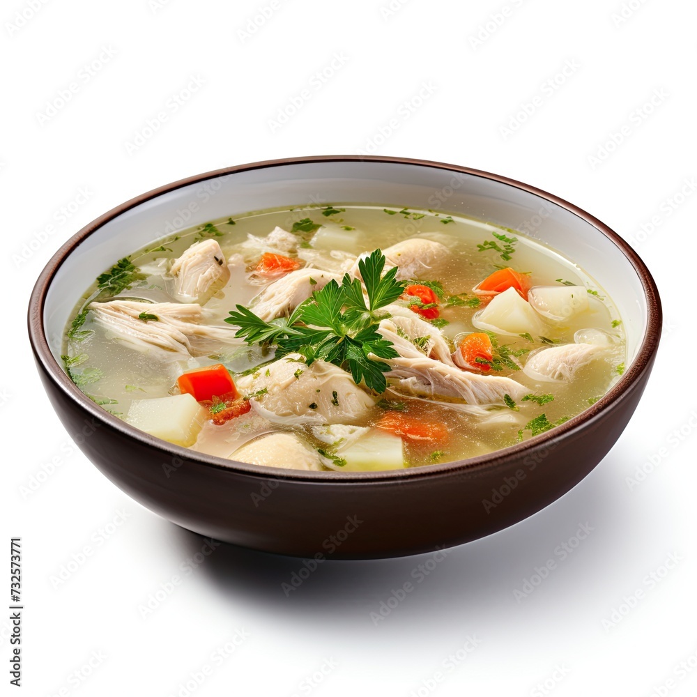 Chicken soup with vegetables closeup Chicken soup with vegetables closeup
