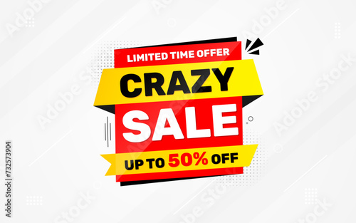 Crazy Sale offer Background. Sale banner design template. Vector illustration. Market promotion banner and crazy discount announcement background vector illustration.