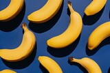 Pattern of Realistic Bananas on Blue Background