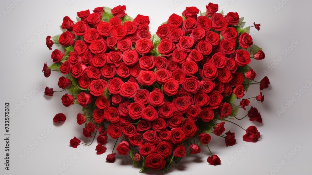 red heart made of roses