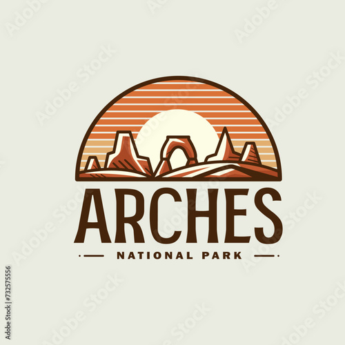 Arches National Park Vintage Badge Emblem Patch Style Logo Design photo
