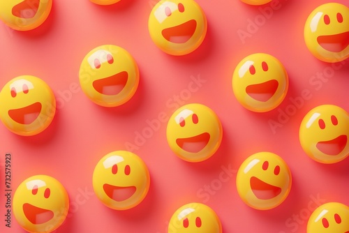 Cute Smiley Emojis Pattern with Pink Background