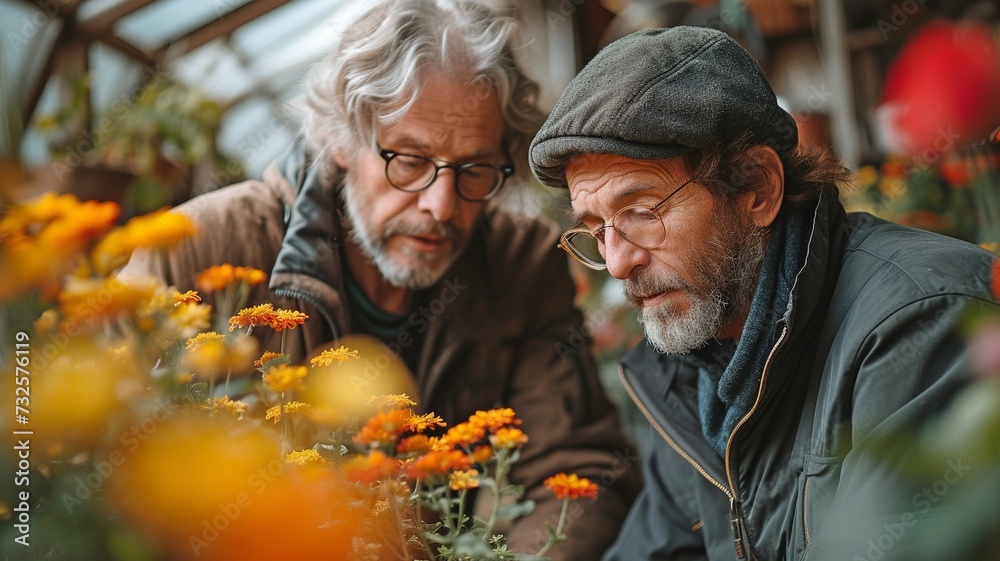 A couple of men tending to their home garden