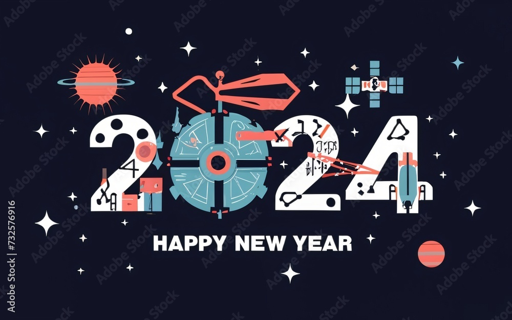 Naklejka premium happy new year 2024