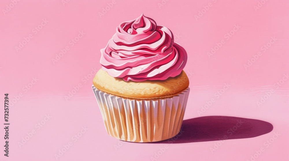 cupcake with pink cream frosting cupcake with pink cream frosting