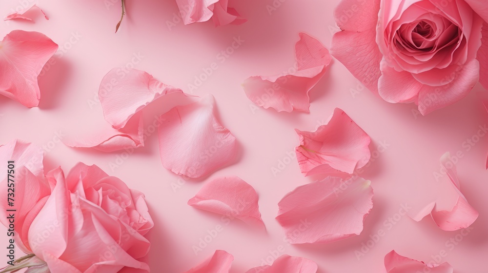 Soft pink background with various pink petals of roses Soft pink background with various pink petals of roses