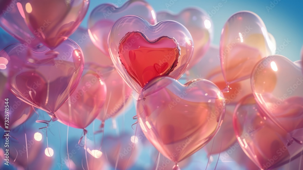 Heart shaped helium balloons