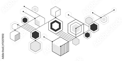 Technical drawing background . Geometric lines and squares. Technology Banner. Vector illustration .