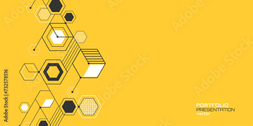 Background from cubes and lines. Linear geometric drawing. Abstraction, Vector illustration.
