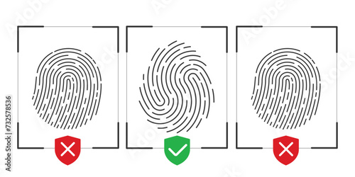 Set of fingerprints . Security access sign.Safety lock. Vector illustration .