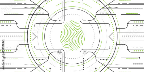 Fingerprint scanner. Security access sign.Safety lock. Vector illustration . photo