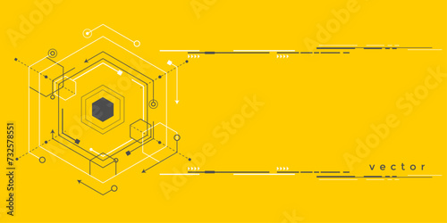 Technological background. Mechanical Engineering background . Linear geometric drawing. Vector illustration.