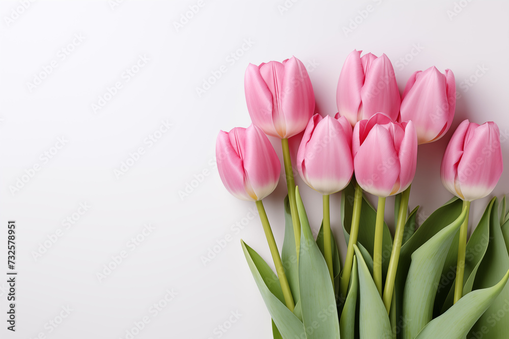 Spring, Happy Easter flowers background. Mother's Day. International Women's Day card, pink tulips