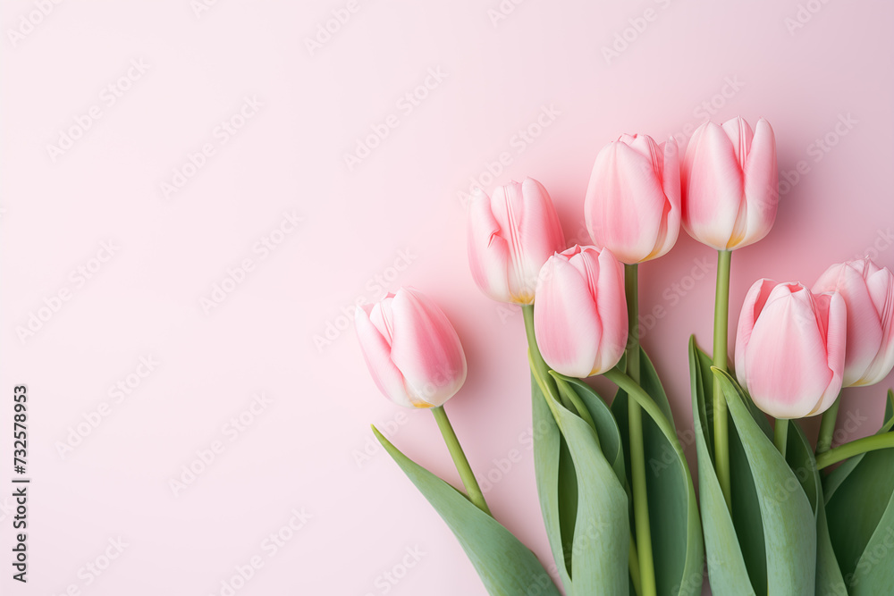 Spring, Happy Easter flowers background. Mother's Day. International Women's Day card, pink tulips