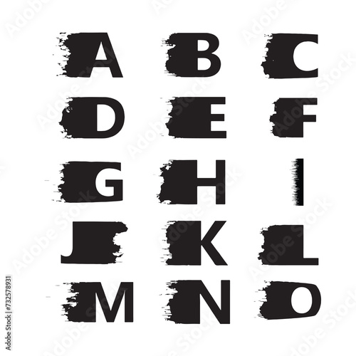 Alphabet letters A to O. Hand drawn illustration Vector file.