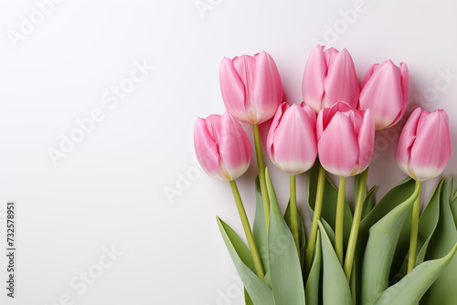 Spring  Happy Easter flowers background. Mother s Day. International Women s Day card  pink tulips