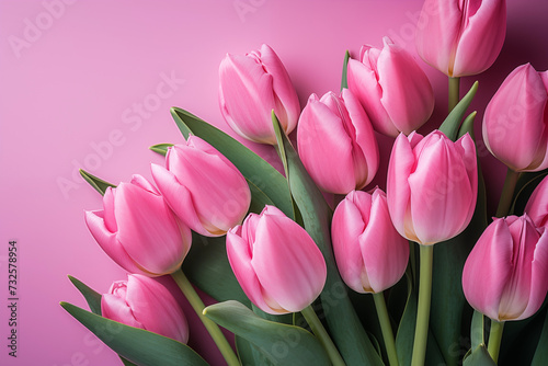 Spring  Happy Easter flowers background. Mother s Day. International Women s Day card  pink tulips