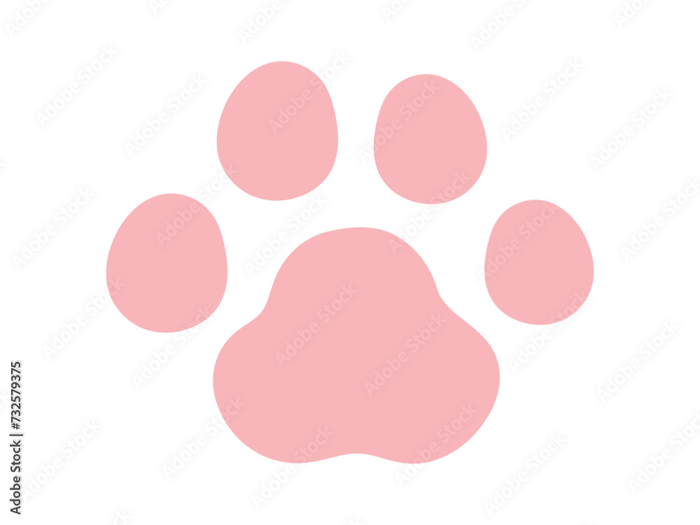 動物の足跡、肉球のベクターイラスト素材。犬や猫のかわいい足跡のスタンプのクリップアート。