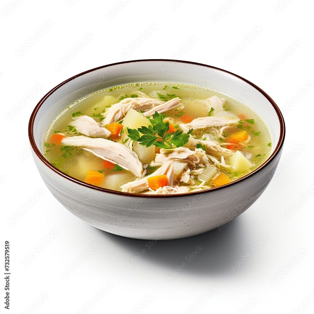 Chicken soup with vegetables closeup Chicken soup with vegetables closeup