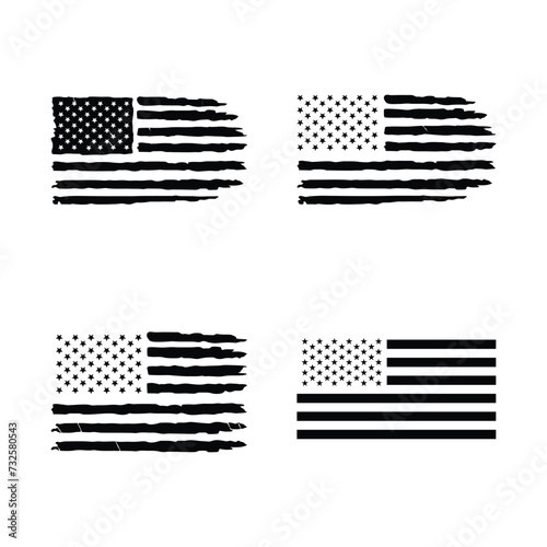 US American flag vector. USA wave flag Clipart American flag Cricut Procreate vector.