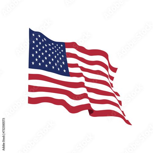 US American waving flag. USA wave flag Clipart American flag Cricut Procreate vector.