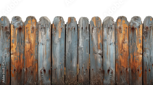 old wooden fence isolated on transparent background photo
