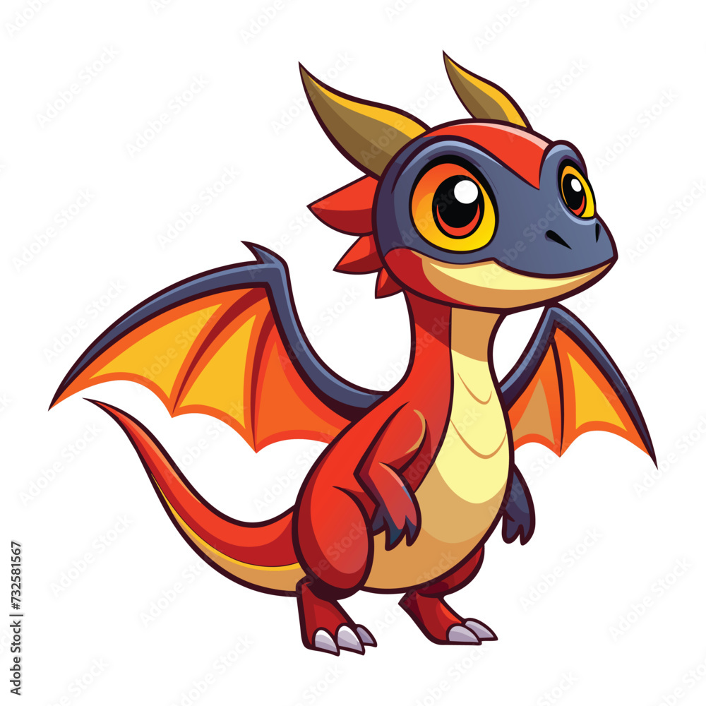 Cartoon pterodactyl on white background