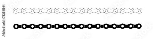 Bike chain. Bicycle Cartoon silhouette for bike chain on bicycle. Cycling line pattern. Motorcycle chain symbol. Chain machine sign. Vector
