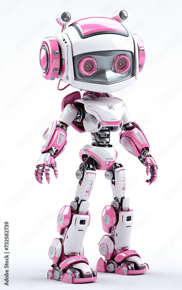 Cute pink girl robot illustration isolated on a white background Cute pink girl robot illustration isolated on a white background