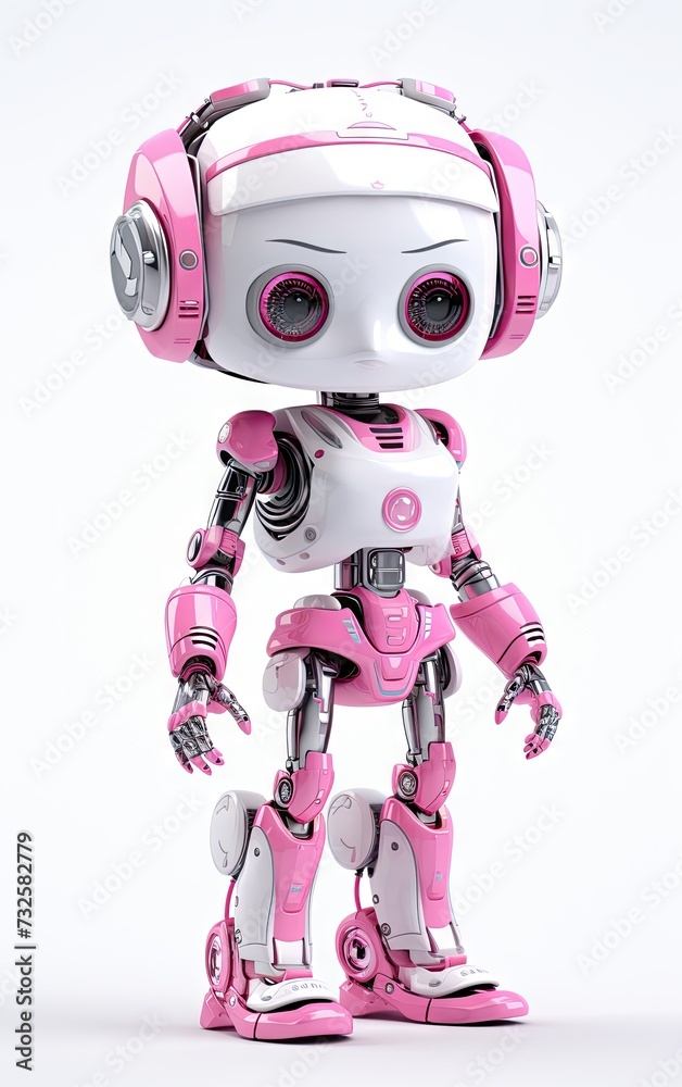 Cute pink girl robot illustration isolated on a white background Cute pink girl robot illustration isolated on a white background