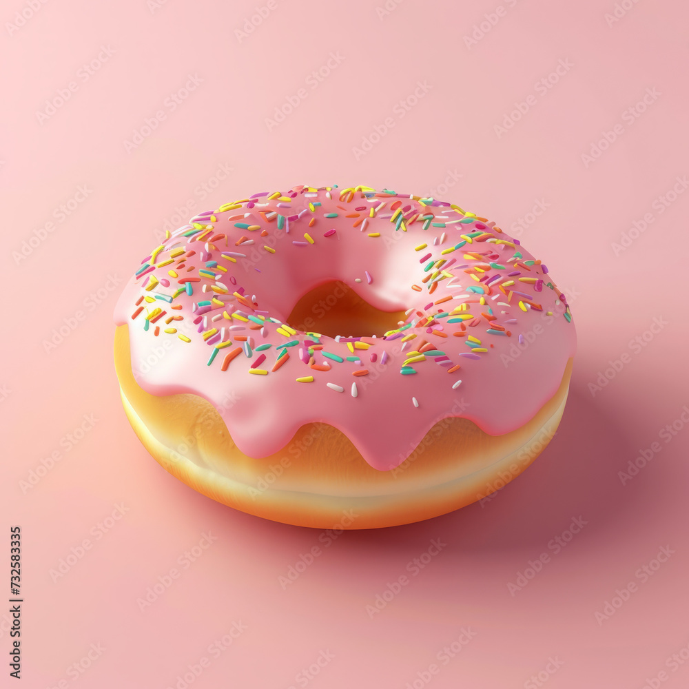 3d cartoon donut dessert on pastel background, 3d illustration Generative AI 3d cartoon donut dessert on pastel background, 3d illustration Generative AI