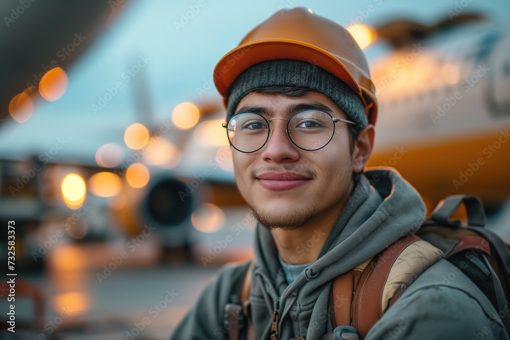 Aircraft maintenance worker at the airport Aircraft maintenance worker at the airport