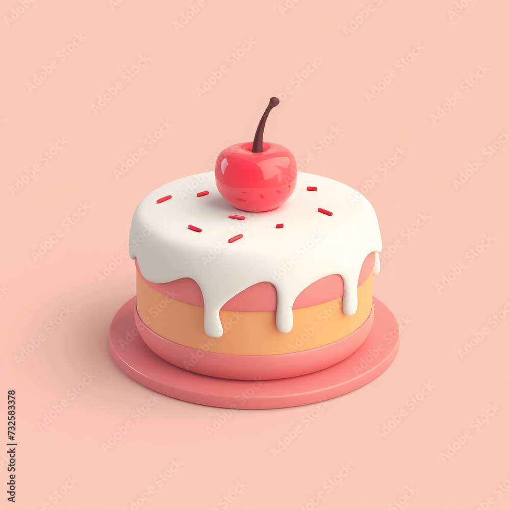 3d cartoon cupcake dessert on pastel background, 3d illustration Generative AI 3d cartoon cupcake dessert on pastel background, 3d illustration Generative AI