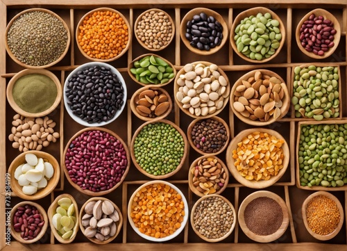 Wallpaper Mural Different types of healthy legumes on plates Torontodigital.ca