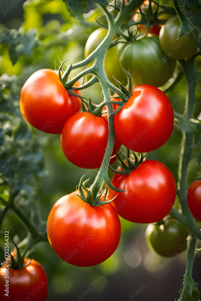 ripening tomatoes in the garden